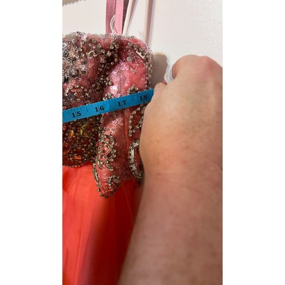 Blush Prom Coral Strapless Dress - Picture 6 of 9